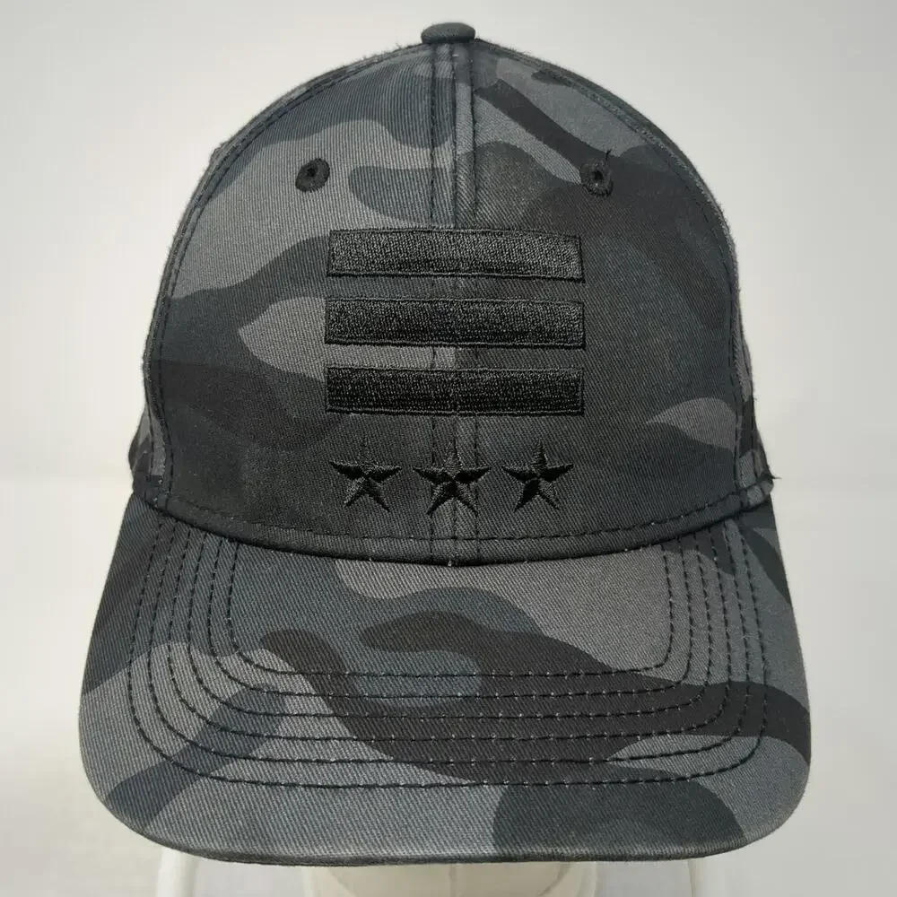 H3 Headwear Snapback Hat Gray Black One Size Camo Stars Bars Structured Graphic